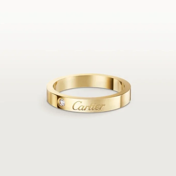 C De Cartier vigselring, 3 mm bredd, 1 diamant C De Cartier vigselring, 3 mm bredd, 1 diamant