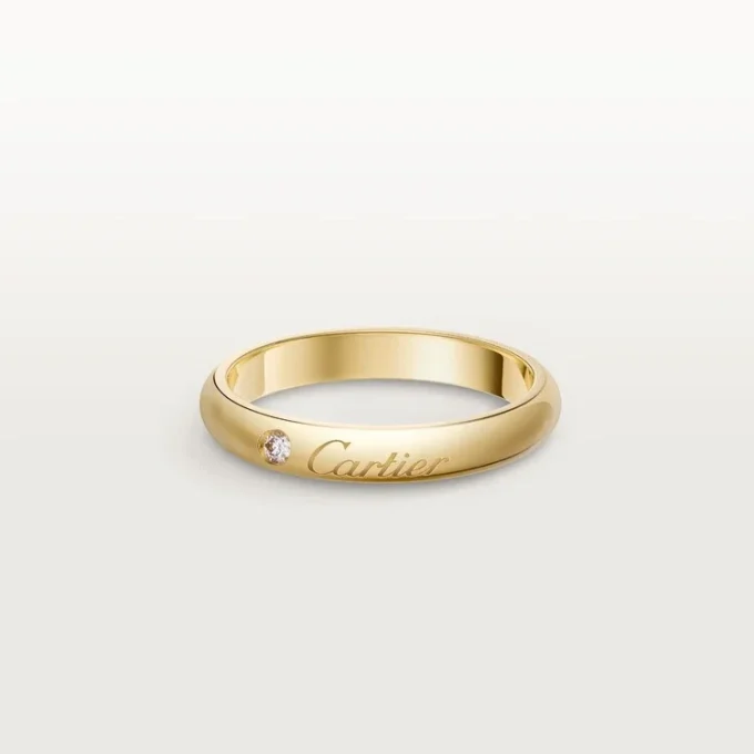 C De Cartier vigselring, 3 mm bredd, 1 diamant C De Cartier vigselring, 3 mm bredd, 1 diamant