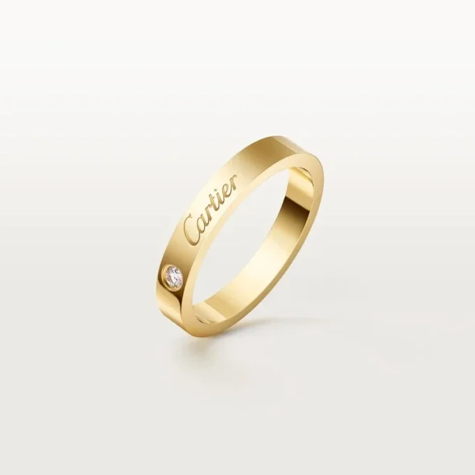 C De Cartier vigselring, 3 mm bredd, 1 diamant C De Cartier vigselring, 3 mm bredd, 1 diamant