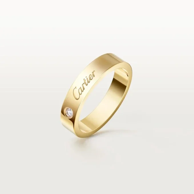 C De Cartier vigselring, 4 mm bredd, 1 diamant C De Cartier vigselring, 4 mm bredd, 1 diamant