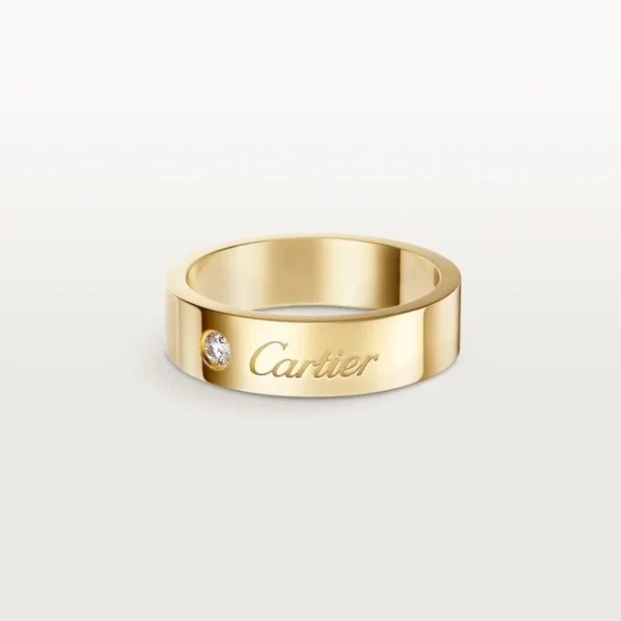 C De Cartier vigselring, 5 mm bredd, 1 diamant C De Cartier vigselring, 5 mm bredd, 1 diamant