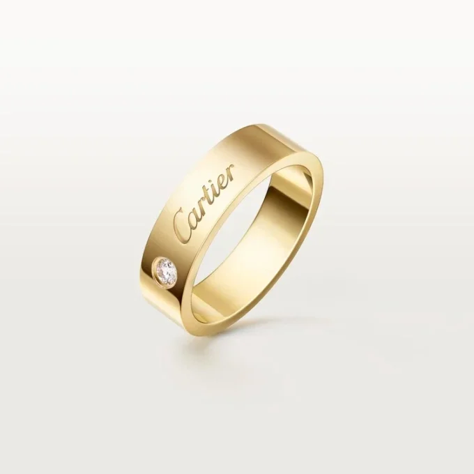 C De Cartier vigselring, 5 mm bredd, 1 diamant C De Cartier vigselring, 5 mm bredd, 1 diamant