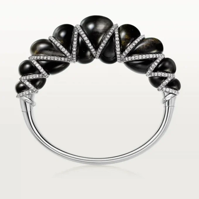 Cartier Libre Tressage-armband, obsidian, diamanter Cartier Libre Tressage-armband, obsidian, diamanter