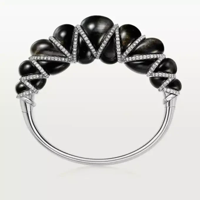 Cartier Libre Tressage-armband, obsidian, diamanter Cartier Libre Tressage-armband, obsidian, diamanter