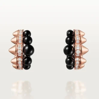 Clash De Cartier hoop-örhängen, onyx, extra stor modell, diamanter