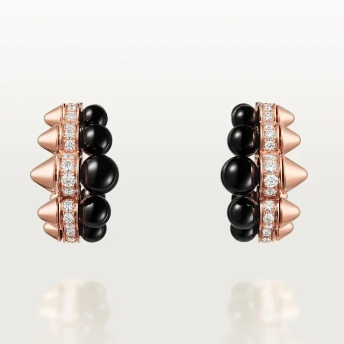 Clash De Cartier hoop-örhängen, onyx, extra stor modell, diamanter Clash De Cartier hoop-örhängen, onyx, extra stor modell, diamanter