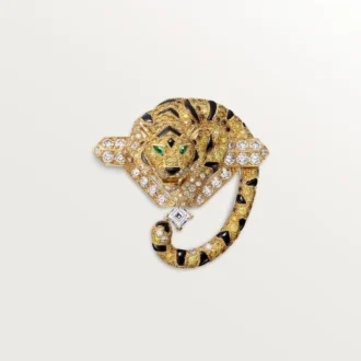 Faune Et Flore De Cartier-brosch, gula, orange och bruna diamanter, pavé