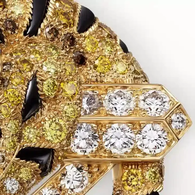 Faune Et Flore De Cartier-brosch, gula, orange och bruna diamanter, pavé