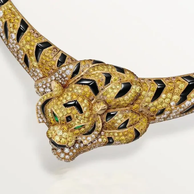 Faune Et Flore De Cartier-halsband, gula, orange och bruna diamanter, pavé Faune Et Flore De Cartier-halsband, gula, orange och bruna diamanter, pavé