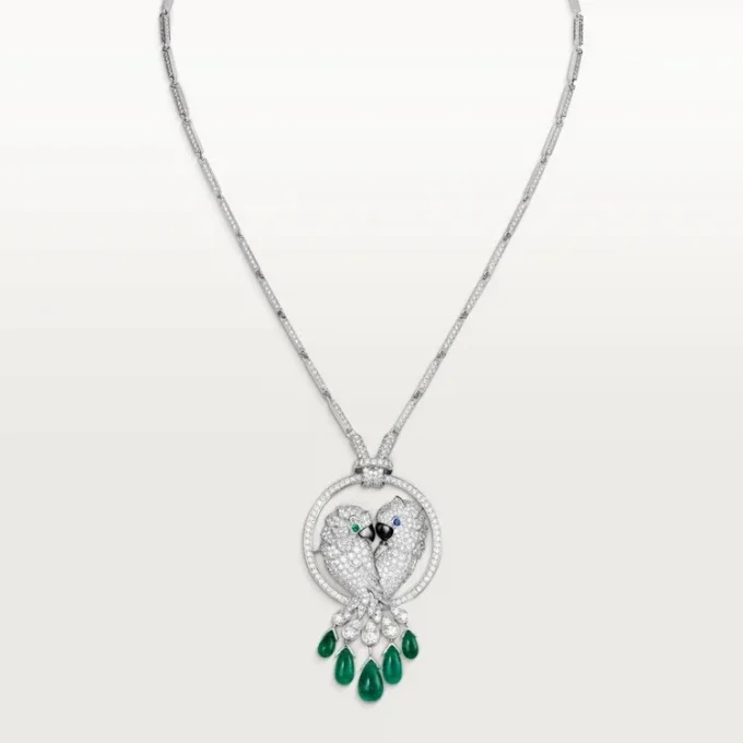 Faune Et Flore De Cartier-halsband, smaragddroppar, pavé Faune Et Flore De Cartier-halsband, smaragddroppar, pavé