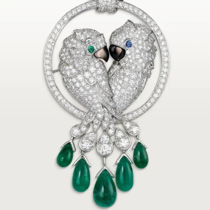 Faune Et Flore De Cartier-halsband, smaragddroppar, pavé Faune Et Flore De Cartier-halsband, smaragddroppar, pavé