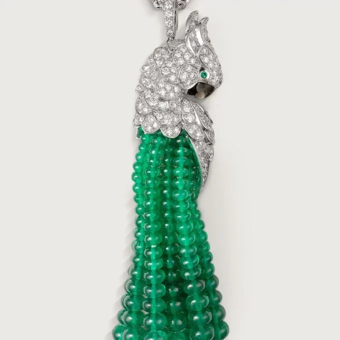 Faune Et Flore De Cartier-halsband, smaragdpärlor, pavé Faune Et Flore De Cartier-halsband, smaragdpärlor, pavé