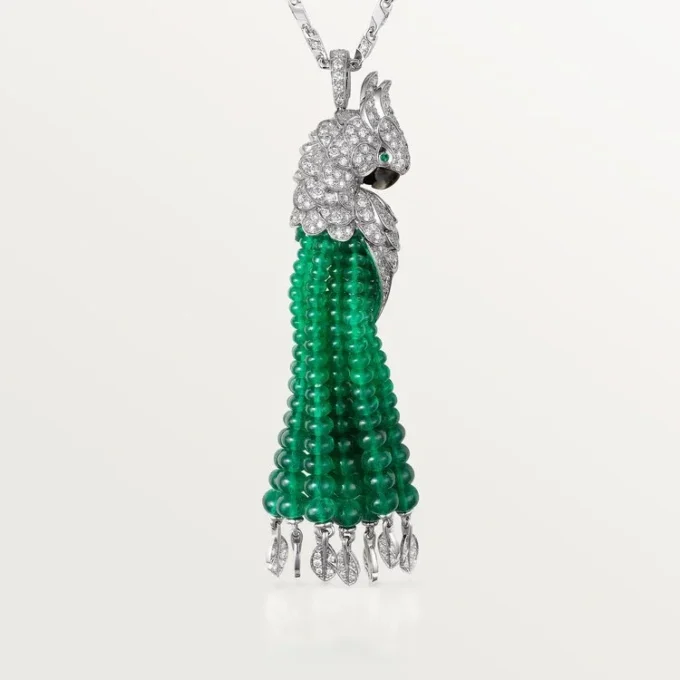 Faune Et Flore De Cartier-halsband, smaragdpärlor, pavé Faune Et Flore De Cartier-halsband, smaragdpärlor, pavé