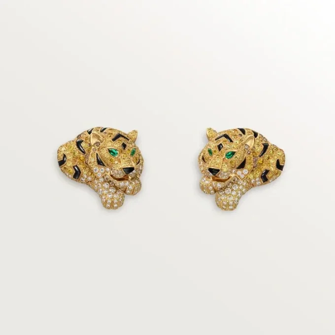 Faune Et Flore De Cartier örhängen, gula, orange och bruna diamanter, pavé Faune Et Flore De Cartier örhängen, gula, orange och bruna diamanter, pavé