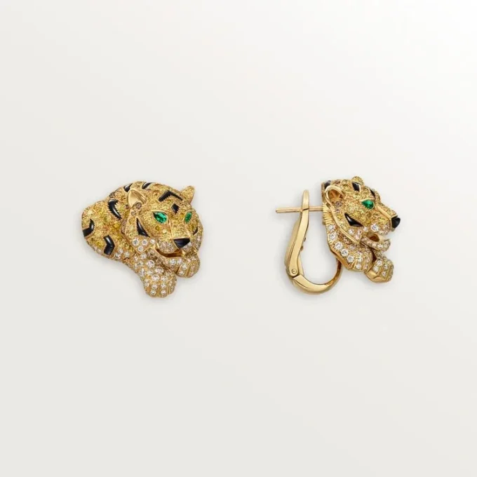 Faune Et Flore De Cartier örhängen, gula, orange och bruna diamanter, pavé Faune Et Flore De Cartier örhängen, gula, orange och bruna diamanter, pavé