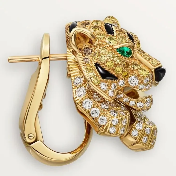 Faune Et Flore De Cartier örhängen, gula, orange och bruna diamanter, pavé Faune Et Flore De Cartier örhängen, gula, orange och bruna diamanter, pavé