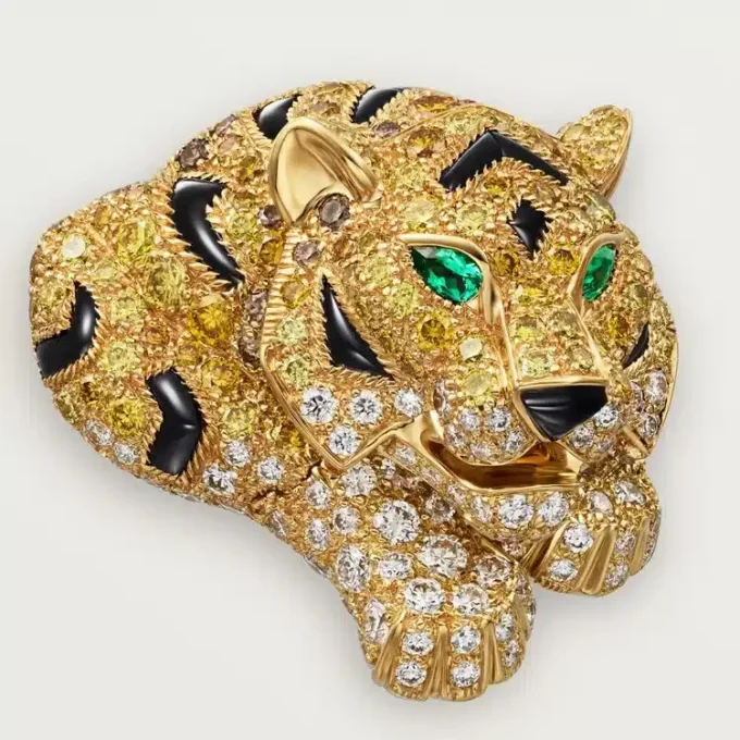 Faune Et Flore De Cartier örhängen, gula, orange och bruna diamanter, pavé Faune Et Flore De Cartier örhängen, gula, orange och bruna diamanter, pavé