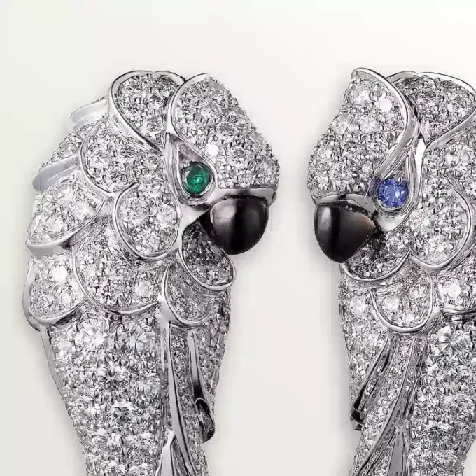 Faune Et Flore De Cartier Örhängen, Smaragddroppar, Pavé Faune Et Flore De Cartier Örhängen, Smaragddroppar, Pavé