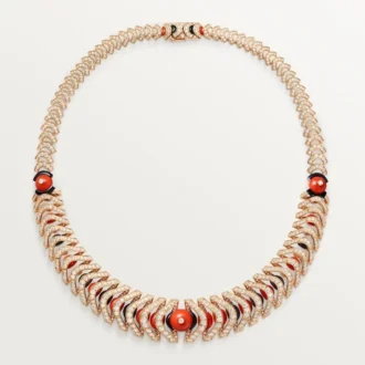 Geometrie & Contrastes-halsband, korall, pavé Geometrie & Contrastes-halsband, korall, pavé