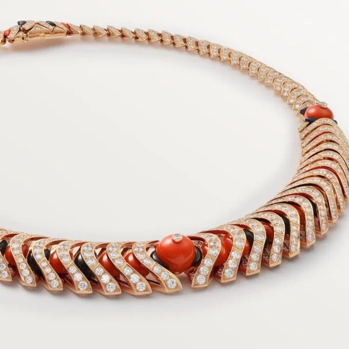 Geometrie & Contrastes-halsband, korall, pavé Geometrie & Contrastes-halsband, korall, pavé