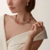 Geometrie & Contrastes-halsband, korall, pavé Geometrie & Contrastes-halsband, korall, pavé