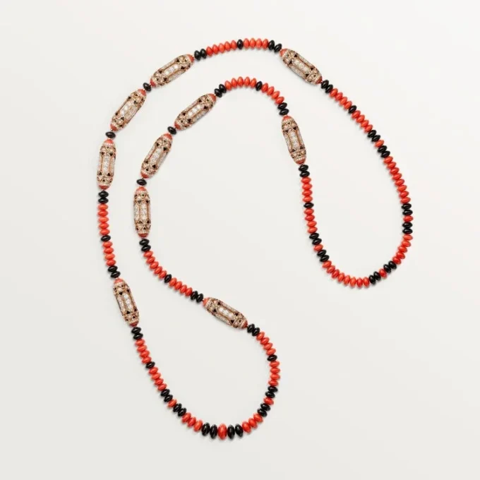 Geometrie & Contrastes-halsband, korall, pavé Geometrie & Contrastes-halsband, korall, pavé