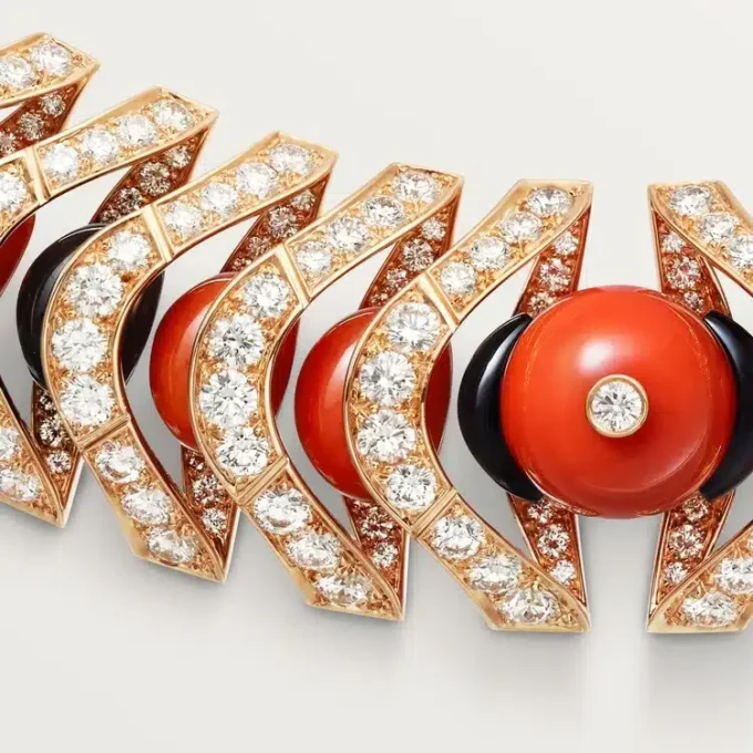Geometrie & Contrastes-halsband, korall, pavé Geometrie & Contrastes-halsband, korall, pavé