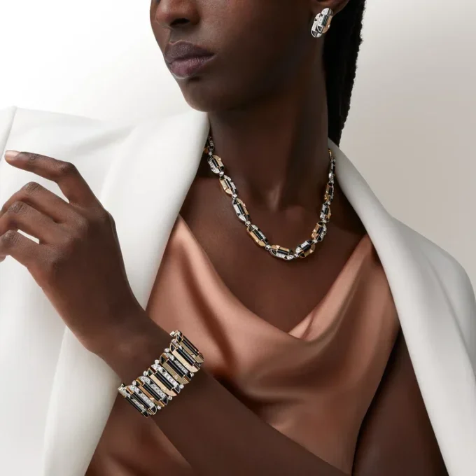 Geometrie & Contrastes-armband, onyx, pavé