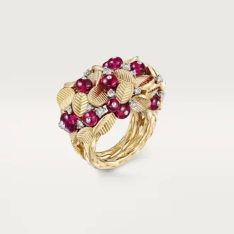 Grain De Cafe-ring, rubellit, halvpavé