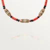 Högklassigt smycke – Halsband – Roséguld, korall, onyx, svart lack, diamanter – Cartier Högklassigt smycke – Halsband – Roséguld, korall, onyx, svart lack, diamanter – Cartier