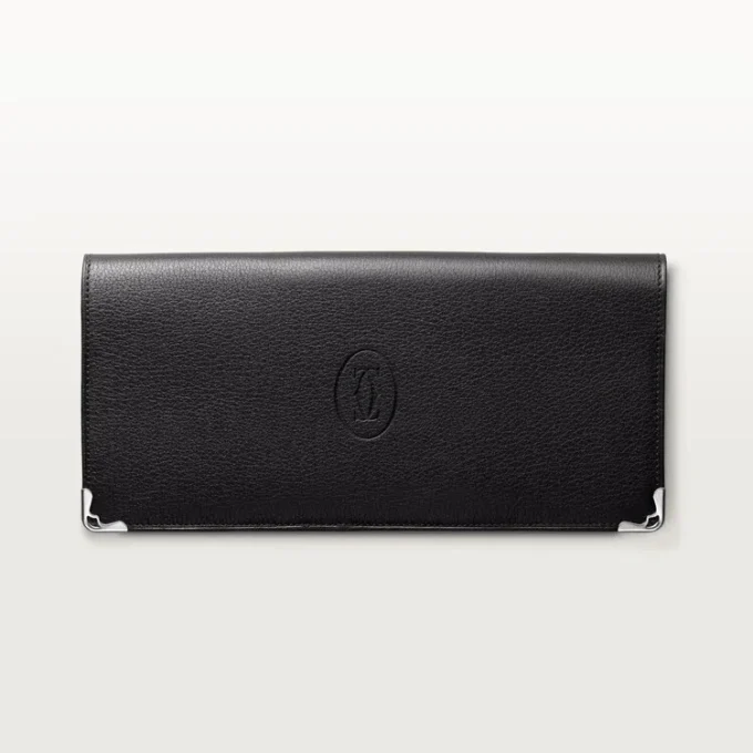International Wallet med gussets, Must De Cartier – Svart kalvskinn, rostfritt stål – Cartier International Wallet med gussets, Must De Cartier – Svart kalvskinn, rostfritt stål – Cartier
