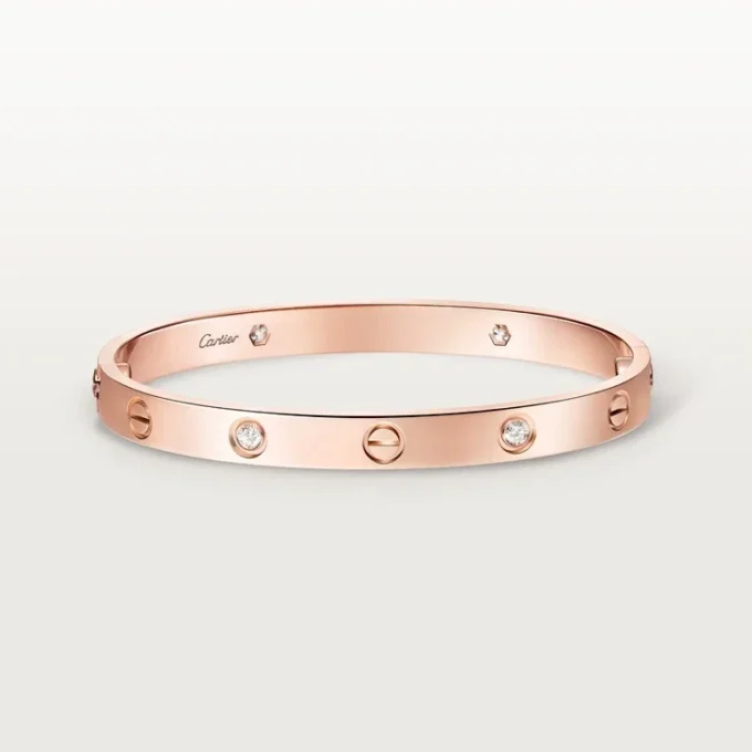 Kärleksarmband, klassisk modell, 4 diamanter Kärleksarmband, klassisk modell, 4 diamanter