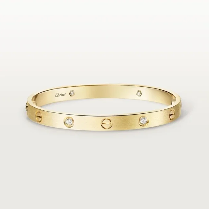 Love-armband, klassisk modell, borstad, 4 diamanter