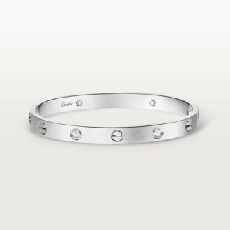 Love-armband, klassisk modell, borstad, 4 diamanter
