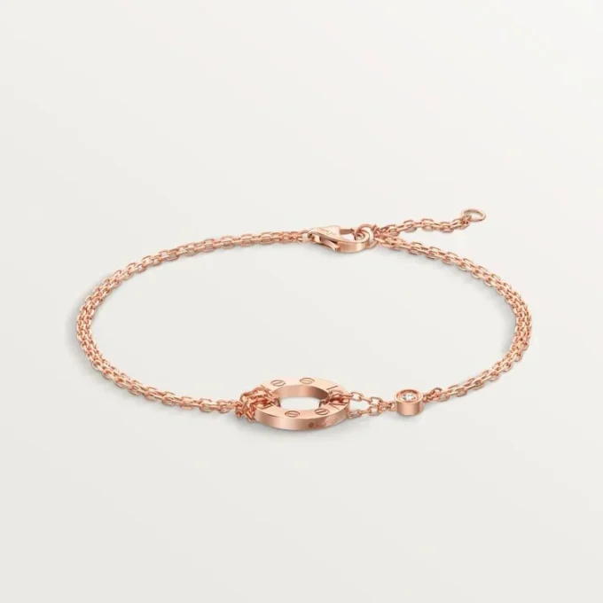 Love-armband, på kedja, 2 diamanter