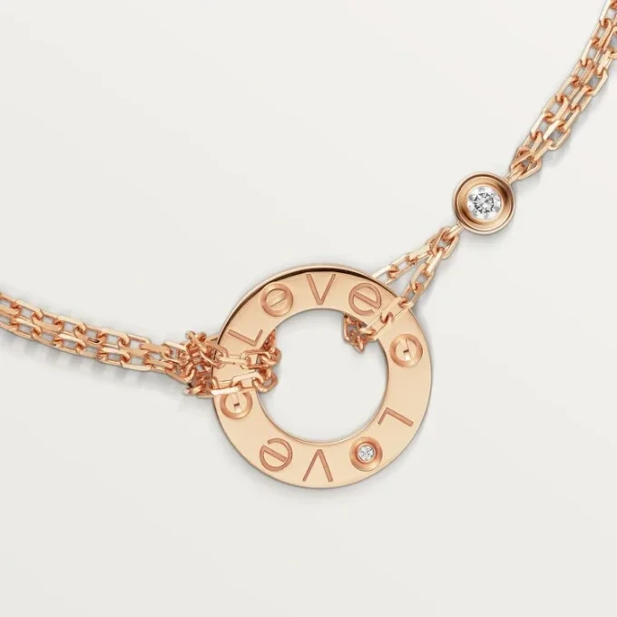 Love-armband, på kedja, 2 diamanter