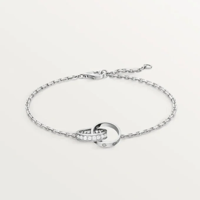 Love-armband, på kedja, halvpavé