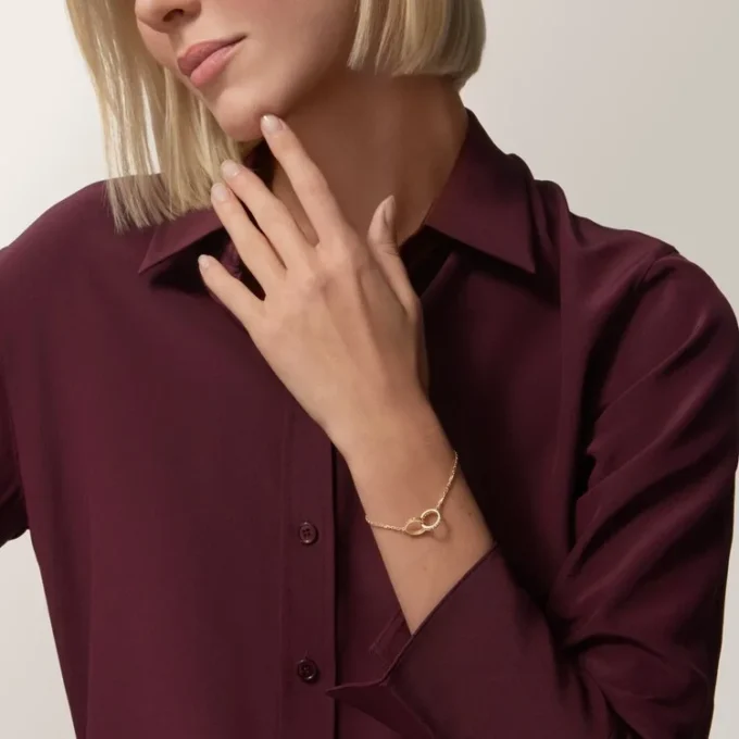 Love-armband, på kedja, halvpavé
