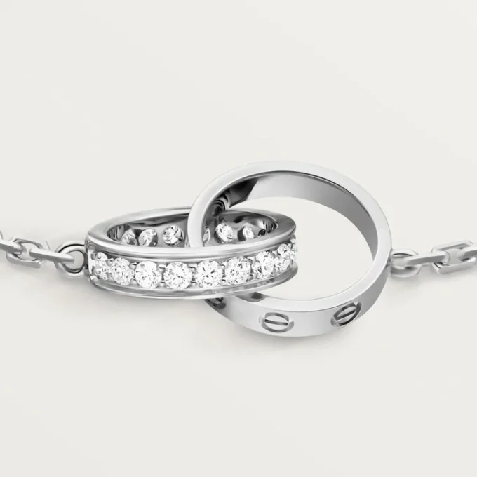 Love-armband, på kedja, halvpavé