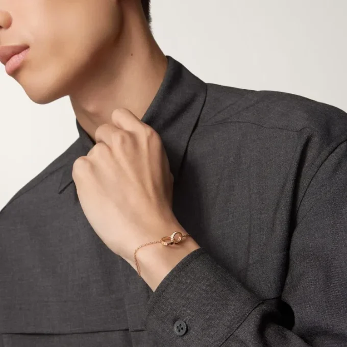 Love-armband, på kedja, halvpavé