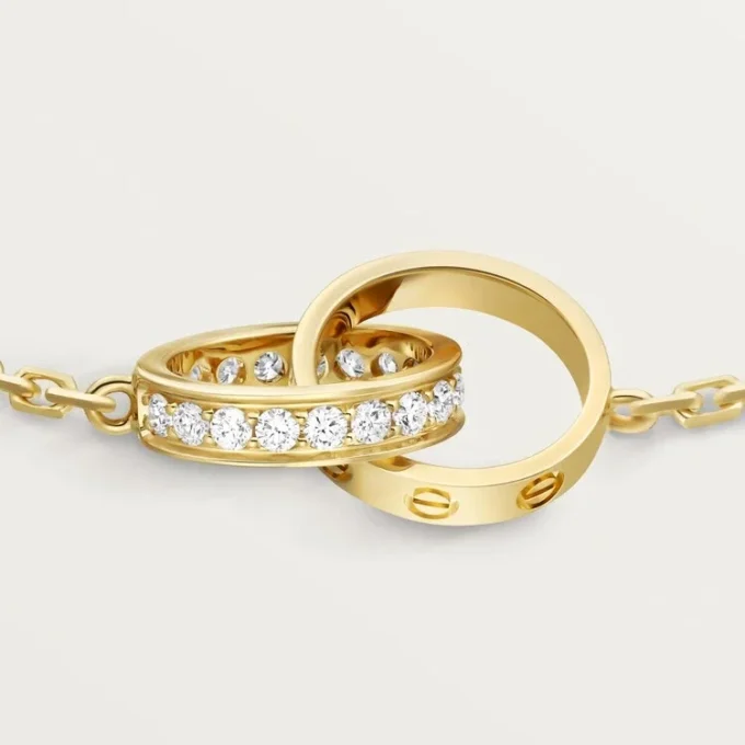 Love-armband, på kedja, halvpavé