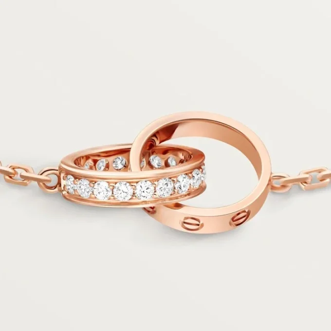 Love-armband, på kedja, halvpavé