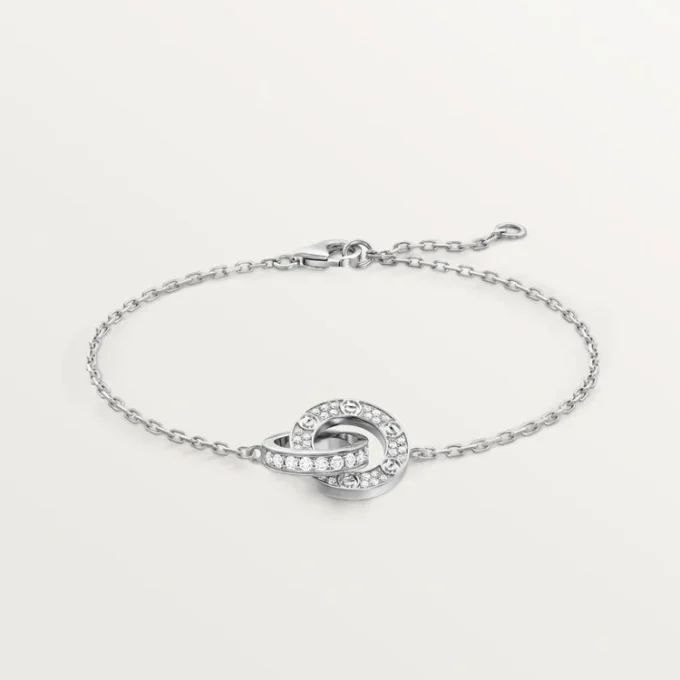 Love-armband, på kedja, pavé