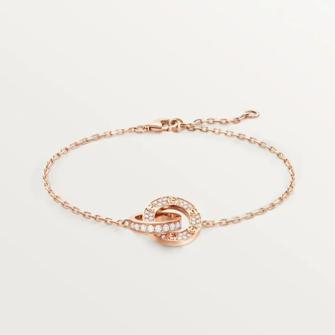 Love-armband, på kedja, pavé