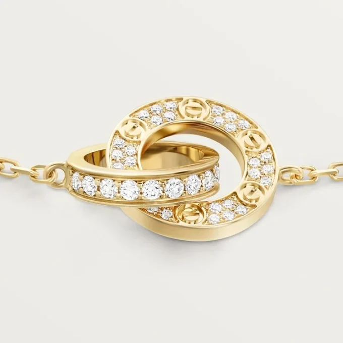 Love-armband, på kedja, pavé