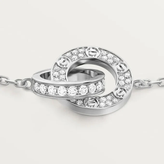 Love-armband, på kedja, pavé
