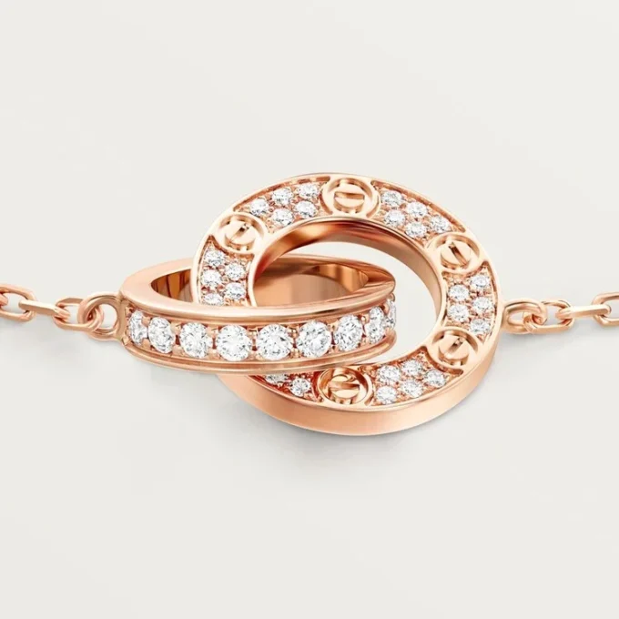 Love-armband, på kedja, pavé
