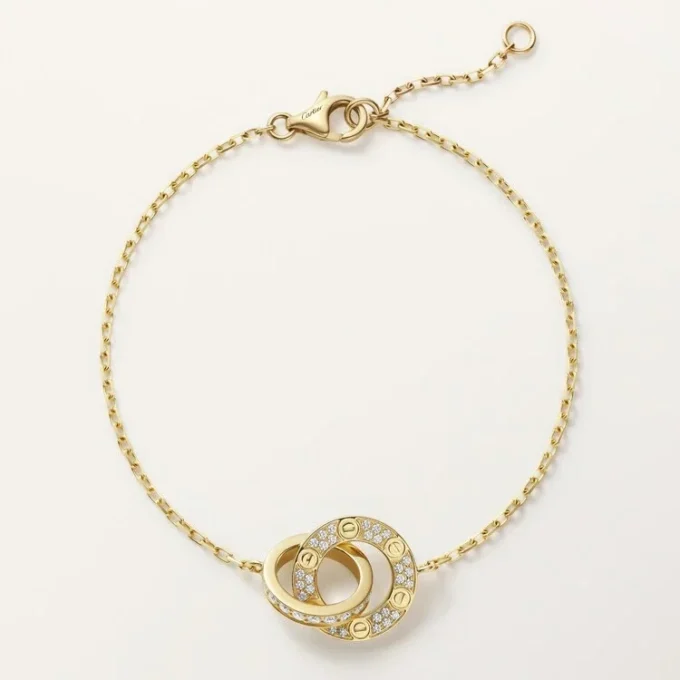 Love-armband, på kedja, pavé