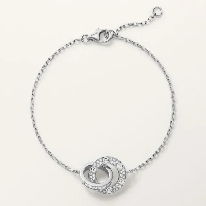 Love-armband, på kedja, pavé