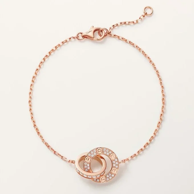 Love-armband, på kedja, pavé